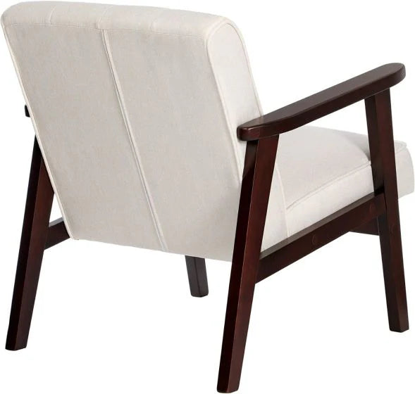 Beige Stylish Lounge Wooden Sofa Chair for Home, Living Room, Dining Room, Lounge, Restaurant (51x56x75cm)-GCC Home Center