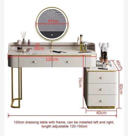 Modern LED Lighted Makeup Vanity Table Set with Chair and Storage Drawers-GCC Home Center