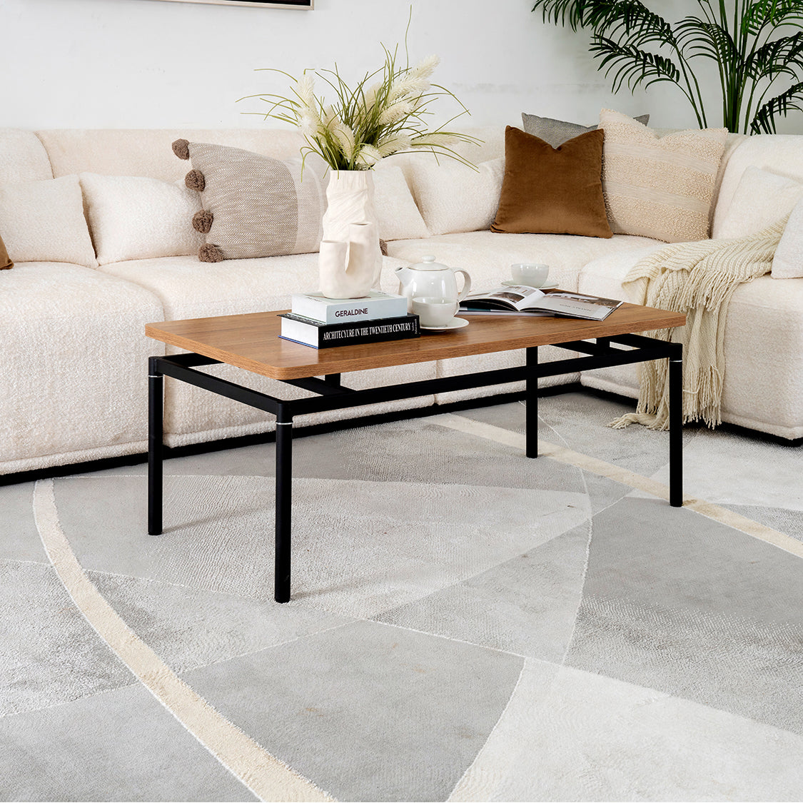 Coffee Table with Engineered Wood Top and Metal Frame