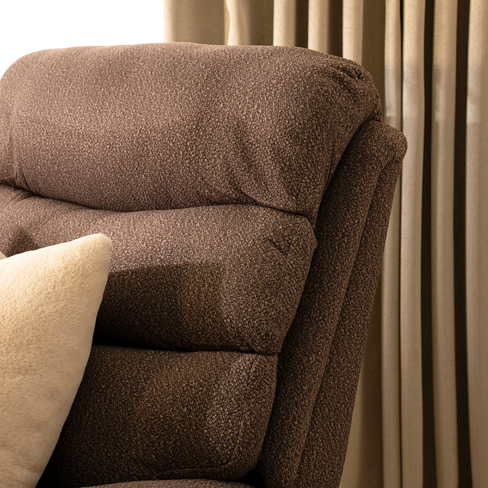 Recliner Chair – Brown | 1-Seater Fabric Recliner with Adjustable Backrest & Footrest