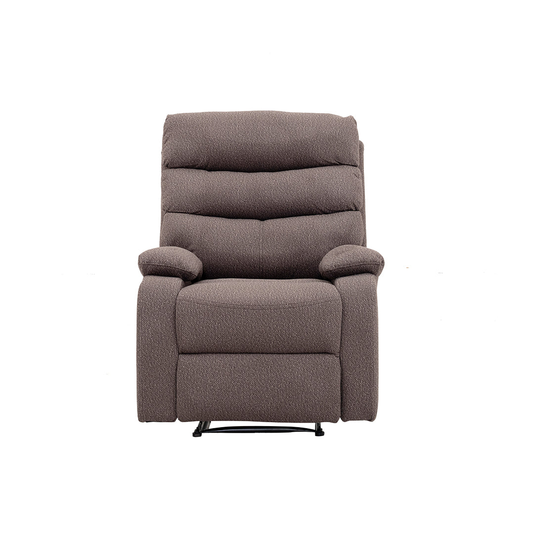 Recliner Chair – Brown | 1-Seater Fabric Recliner with Adjustable Backrest & Footrest