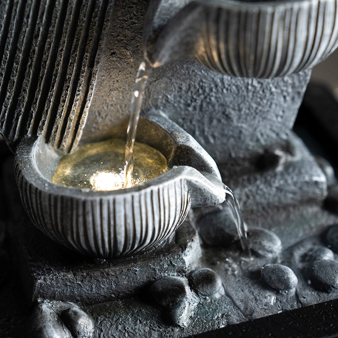 Geometric Indoor Fountain - Elegant Grey