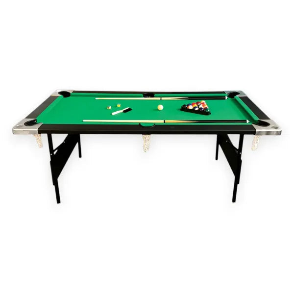 Aladin 6ft Folding Pool Table – Green Cloth, Black Frame