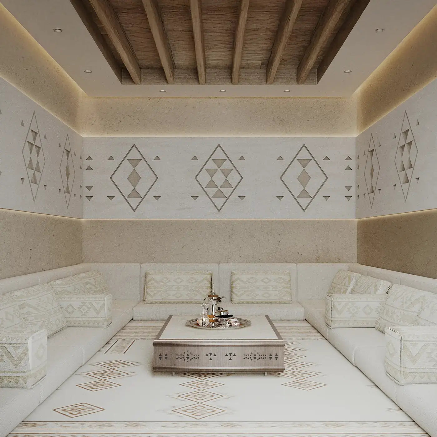 Solid Wood Arqah Arabic Majlis – Modern And Comfort