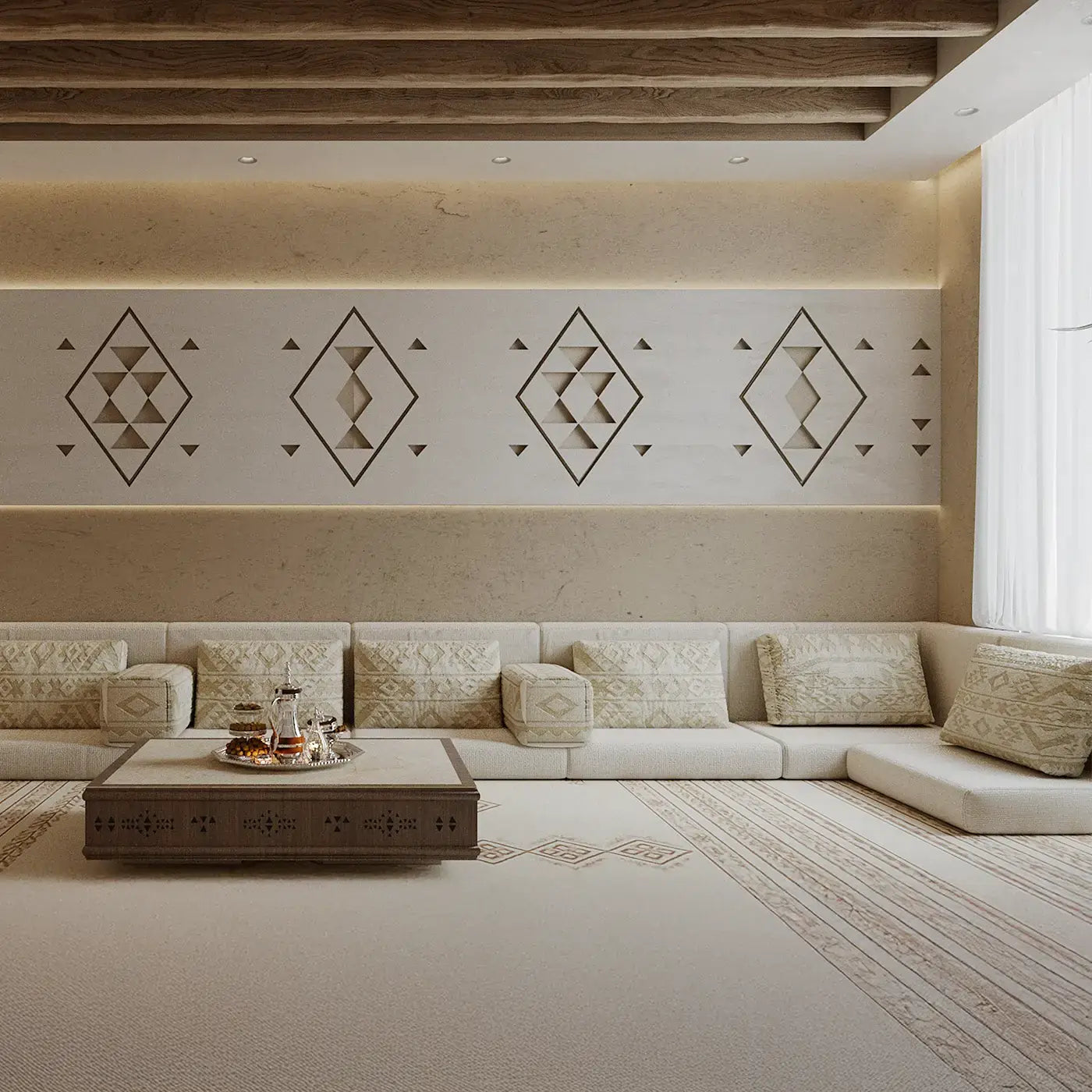 Solid Wood Arqah Arabic Majlis – Modern And Comfort