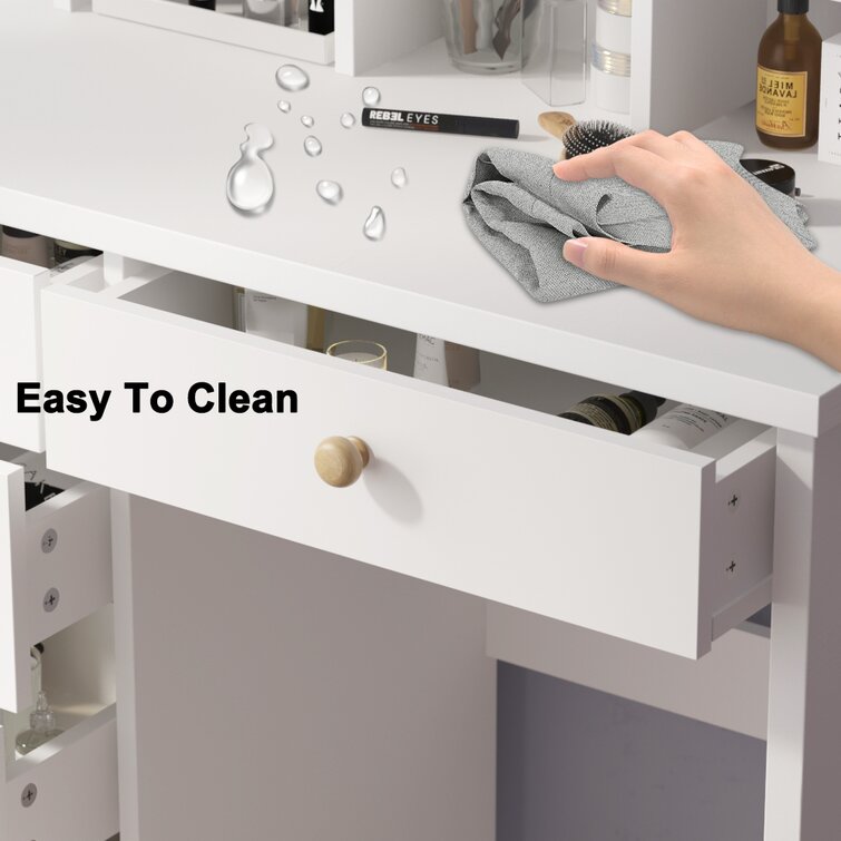 Wide Vanity Set with Stool and Mirror-GCC Home Center