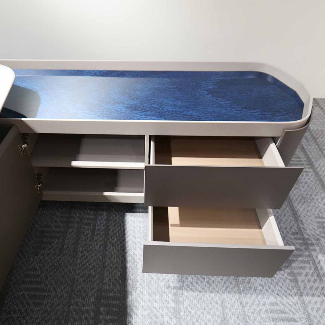 Modern Executive Office Table With Storage, Office Desk - Grey-GCC Home Center