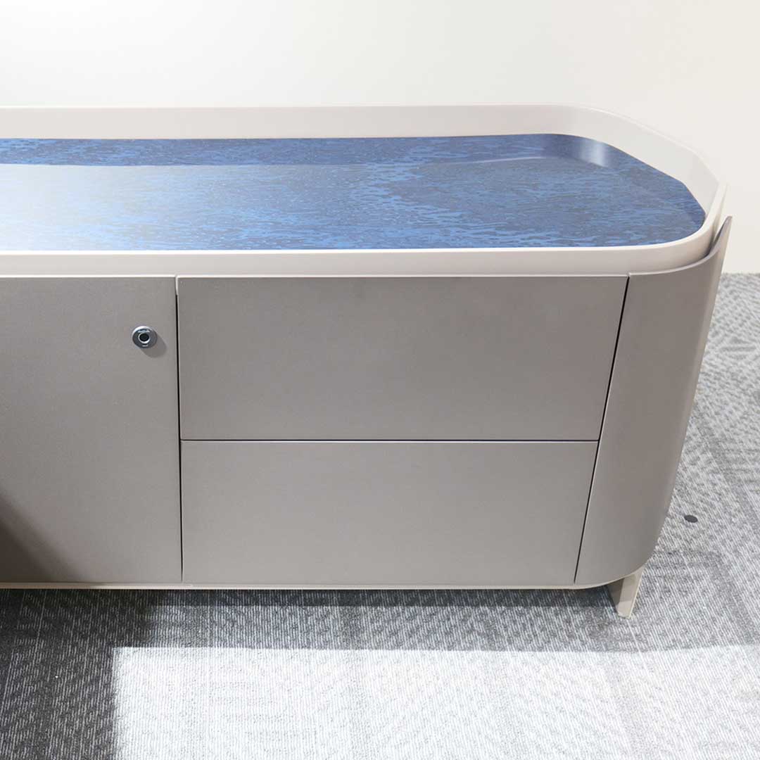 Modern Executive Office Table With Storage, Office Desk - Grey-GCC Home Center