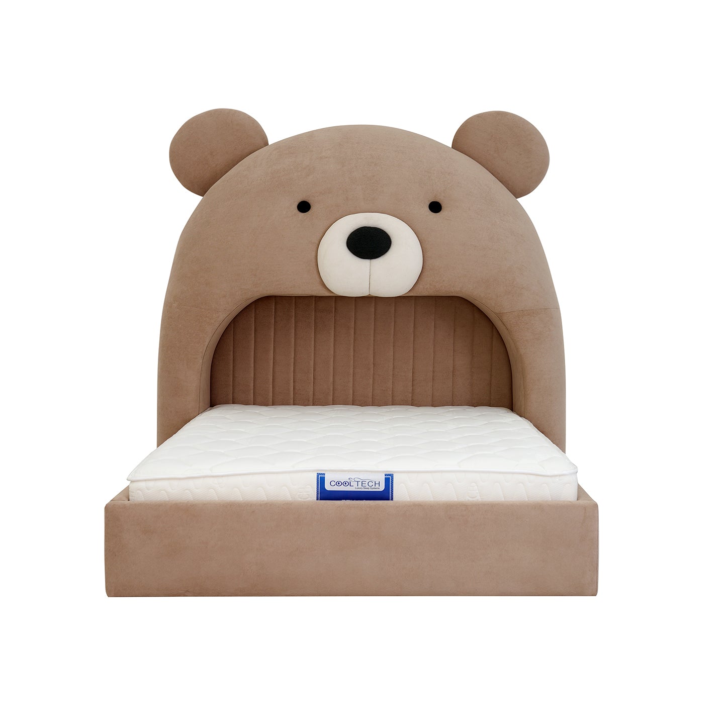 Teddy Kids Upholstered Bed – Modern Fabric Bed with Pouffe