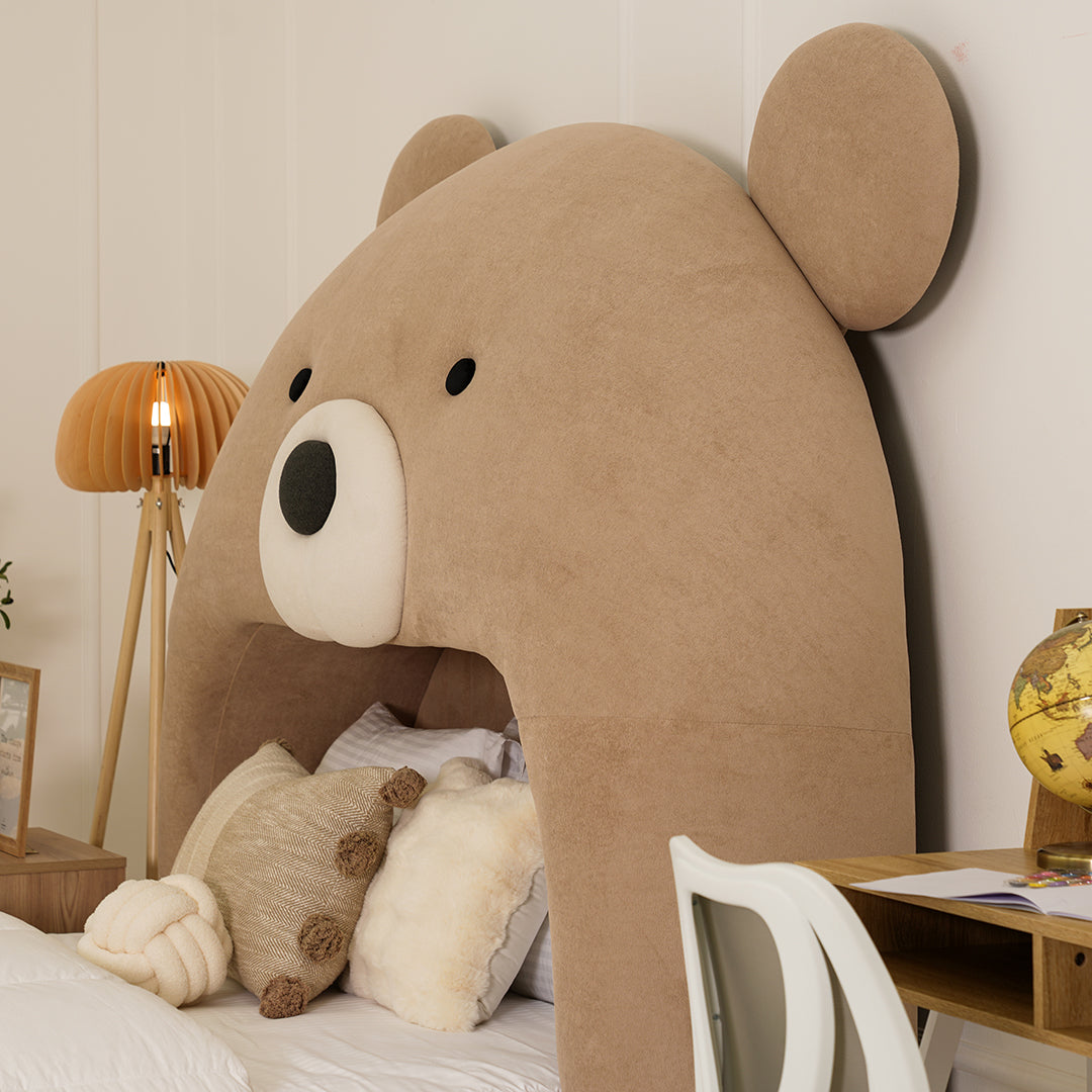 Teddy Kids Upholstered Bed – Modern Fabric Bed with Pouffe