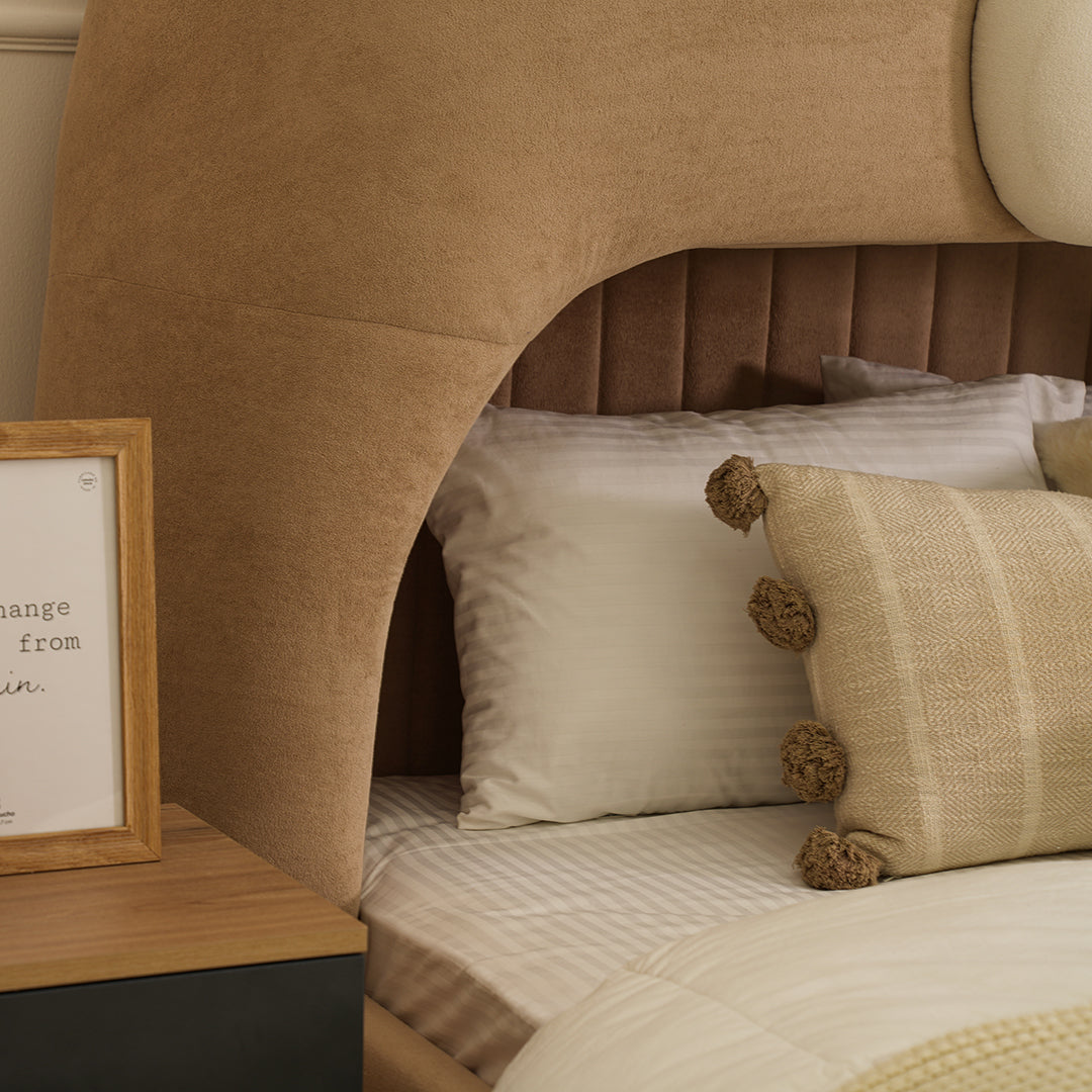Teddy Kids Upholstered Bed – Modern Fabric Bed with Pouffe