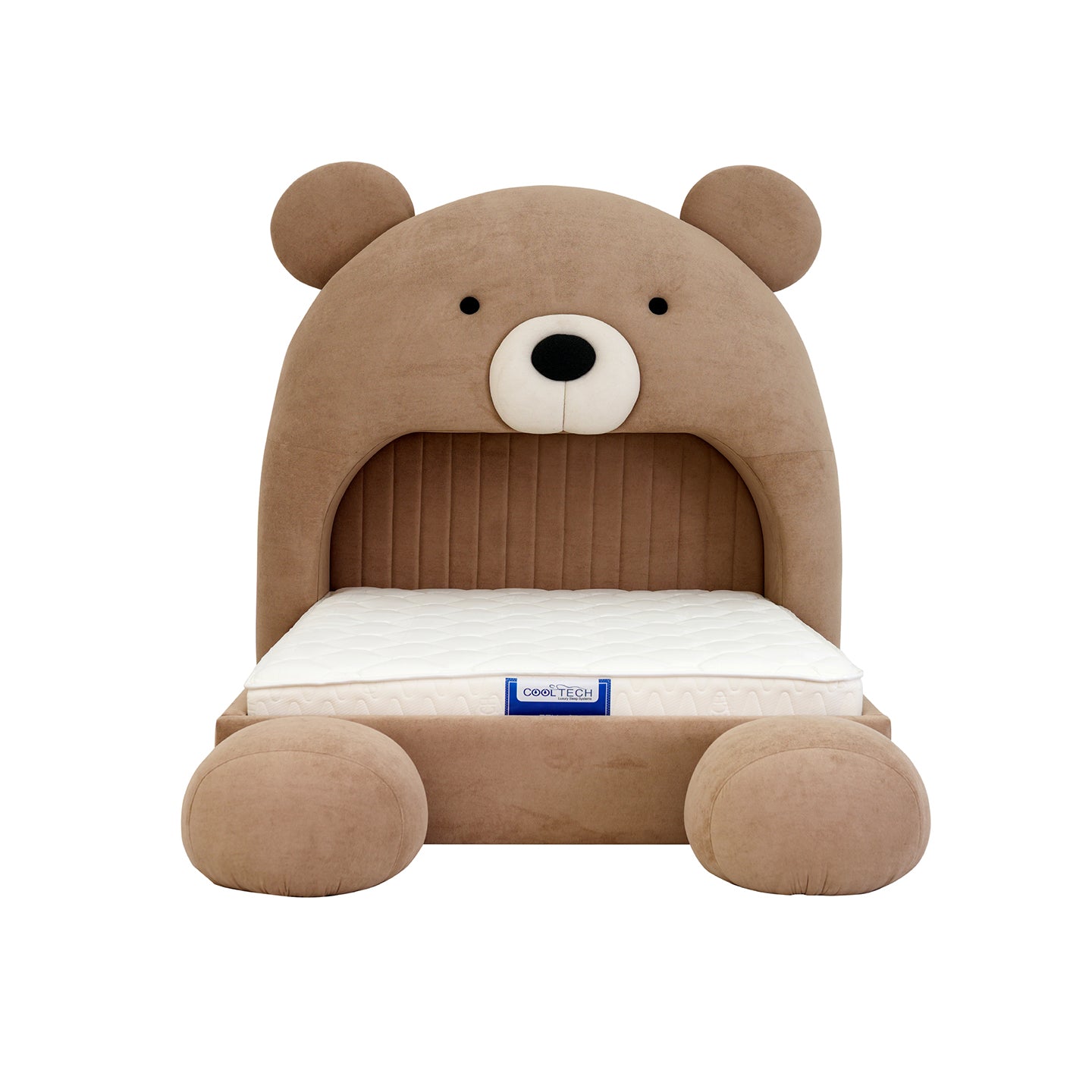 Teddy Kids Upholstered Bed – Modern Fabric Bed with Pouffe