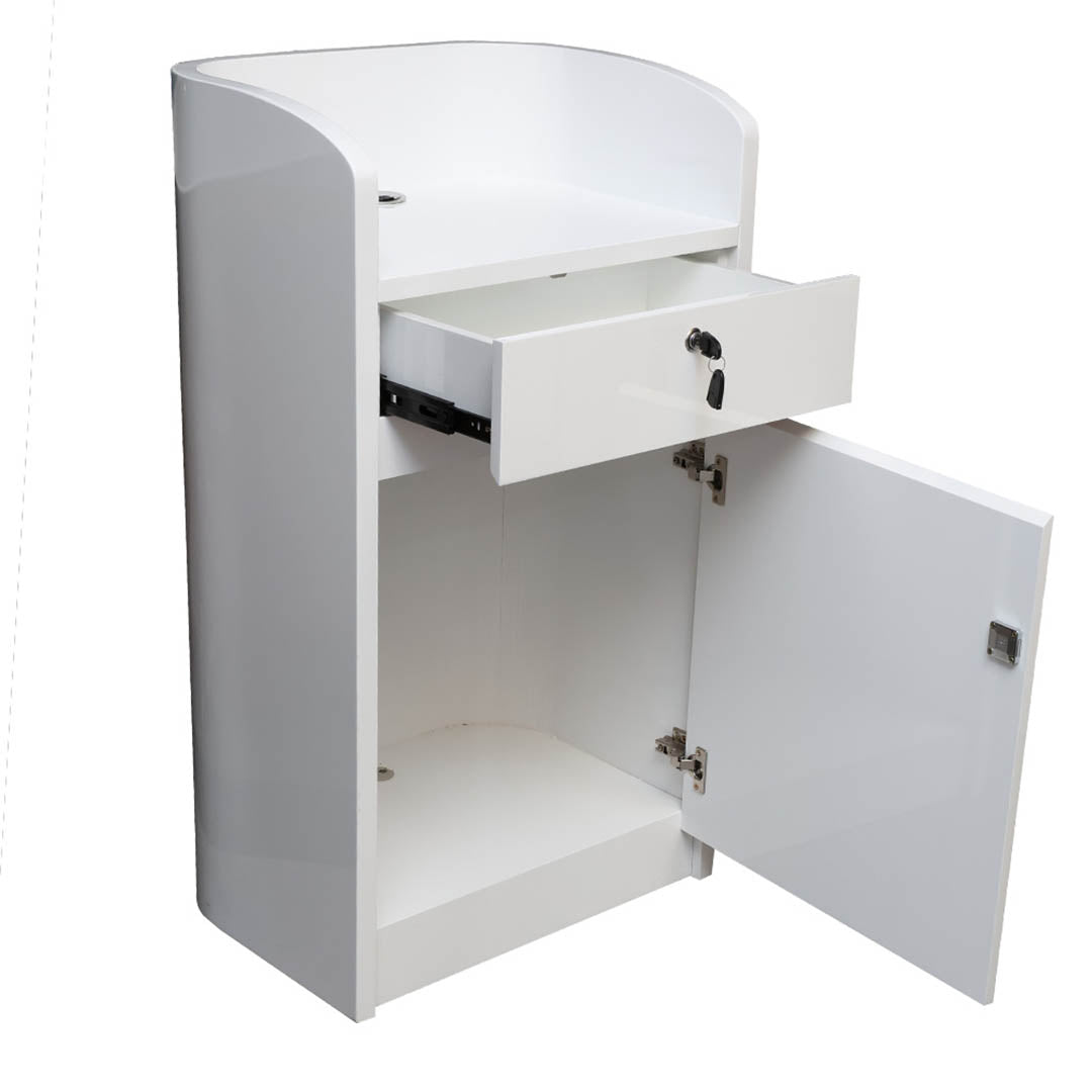 Glossy Podium Stand With Drawer And Cabinet For Storage-GCC Home Center