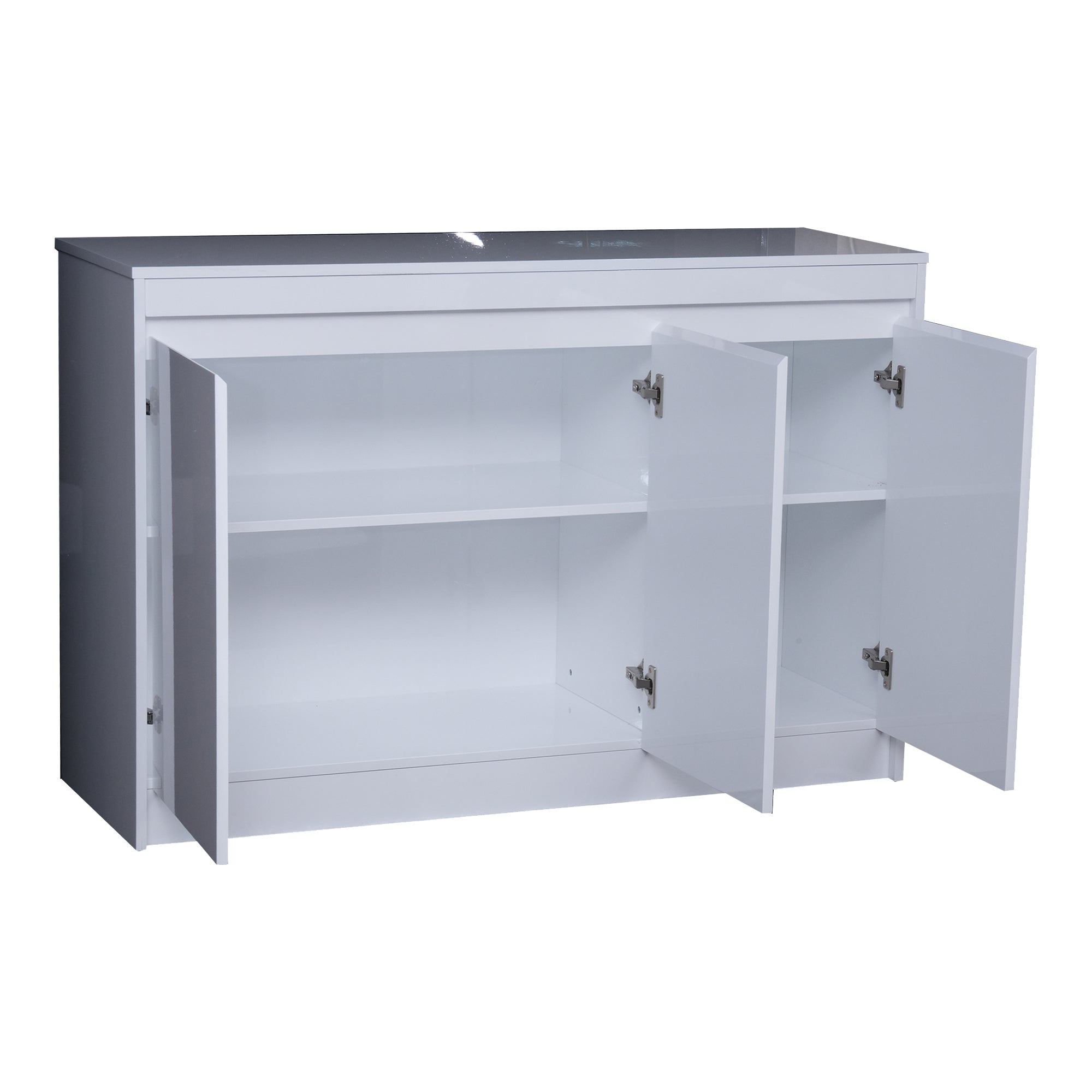 Luxury HDF Low Cabinet With 2-Door Cabinet And 2-Shelves, Glossy White-GCC Home Center