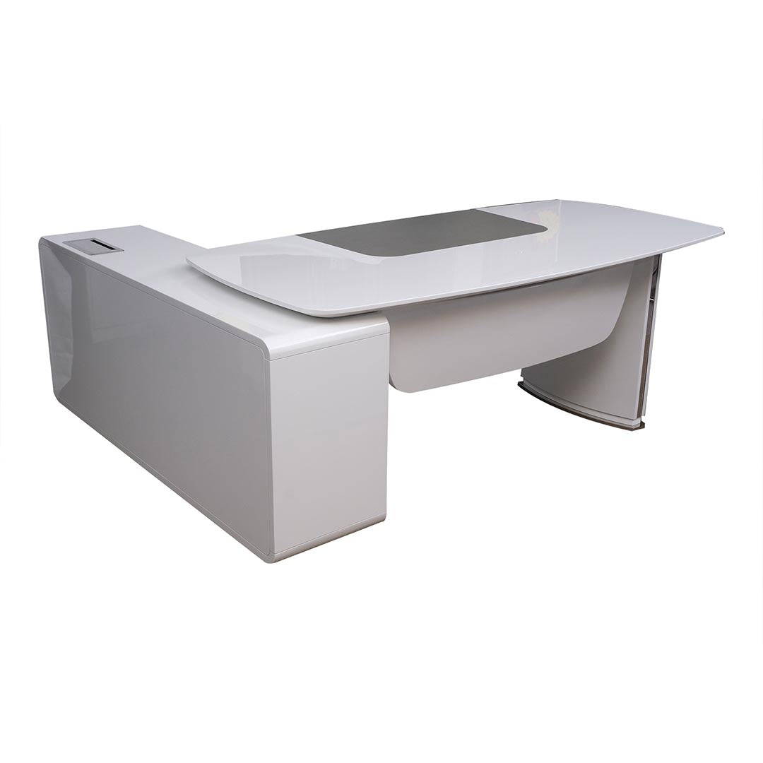 Modern Design Executive Glossy Office Table - White & Grey-GCC Home Center