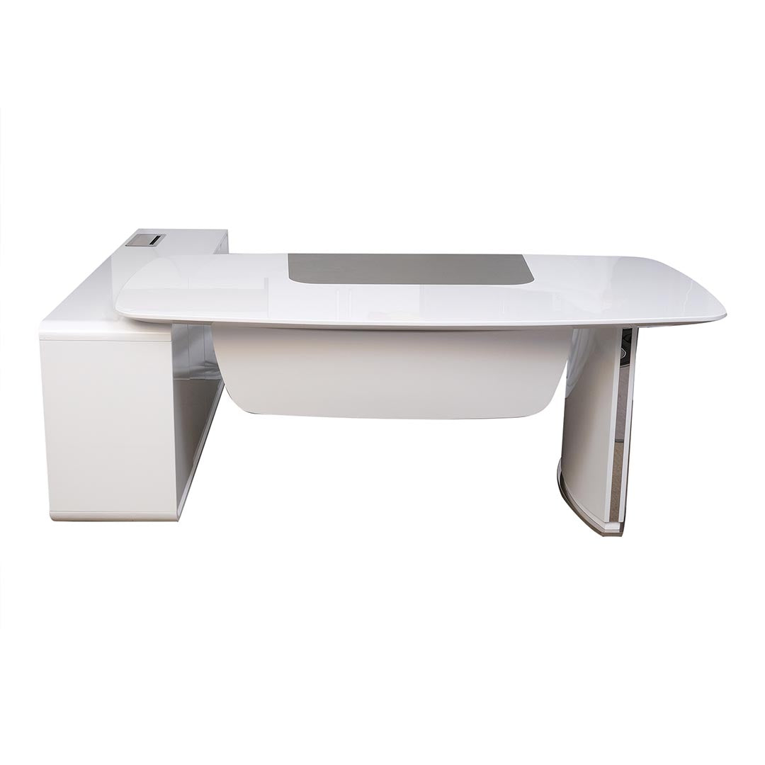 Modern Design Executive Glossy Office Table - White & Grey-GCC Home Center