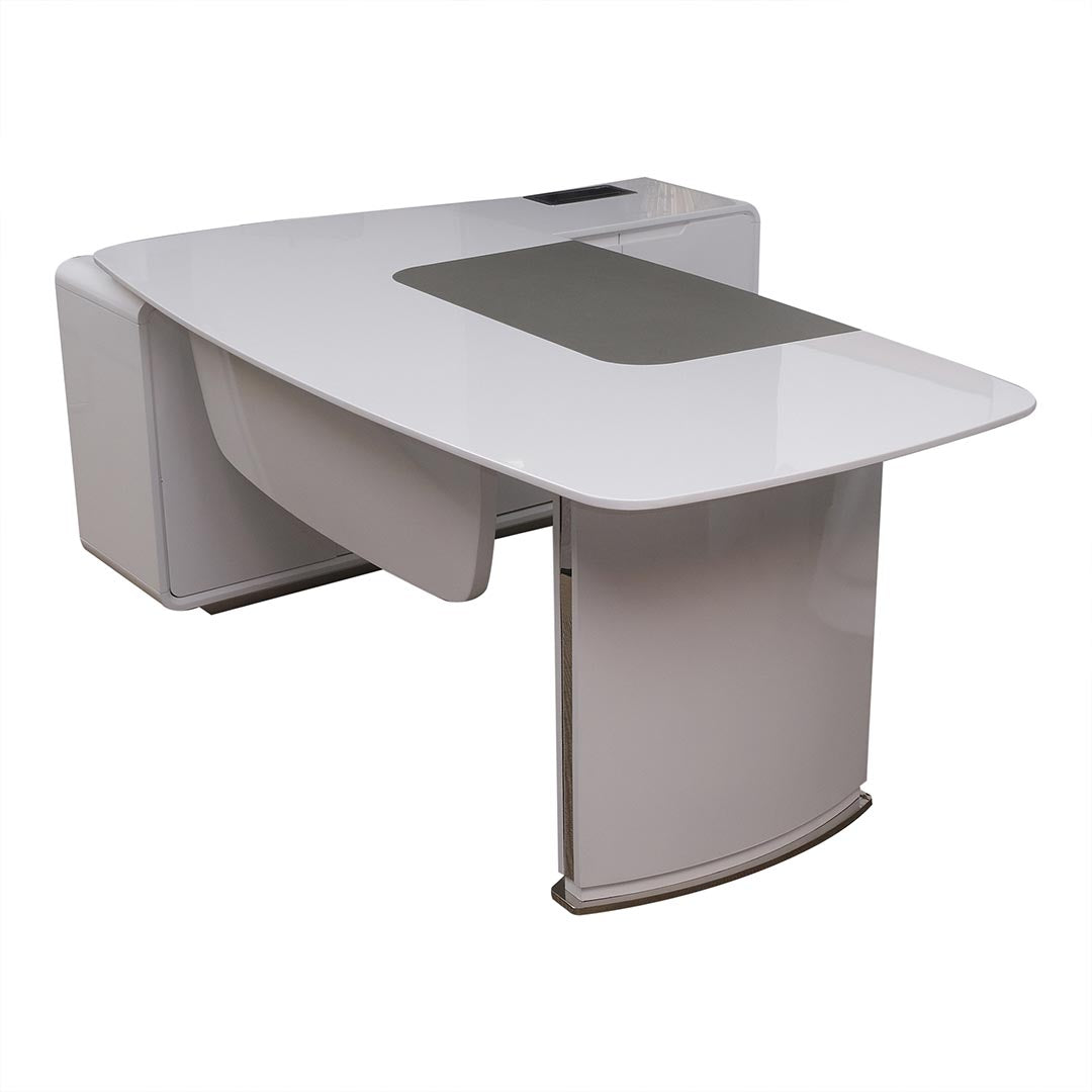 Modern Design Executive Glossy Office Table - White & Grey-GCC Home Center
