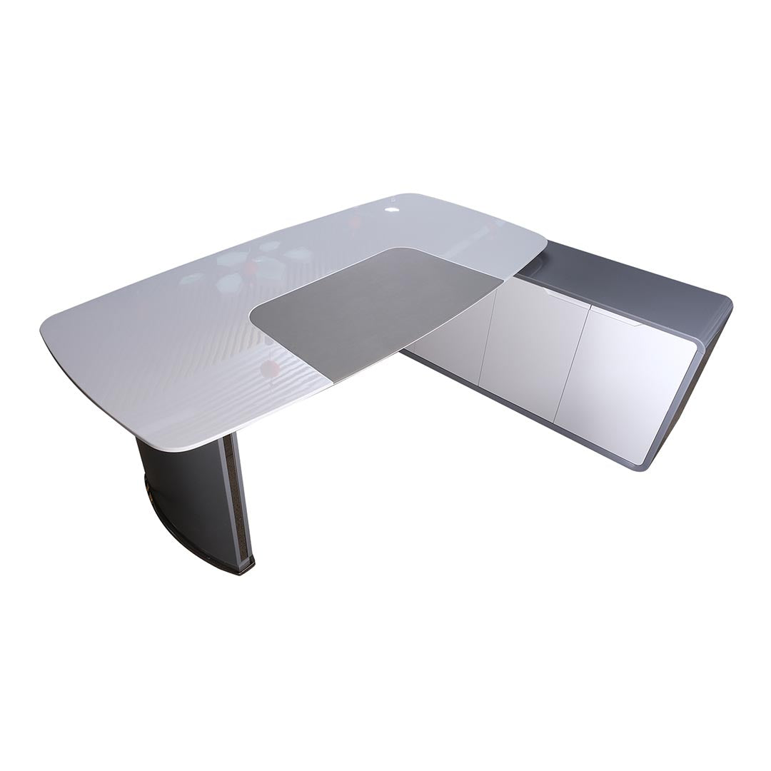 Modern Design Executive Glossy Office Table - White & Grey-GCC Home Center