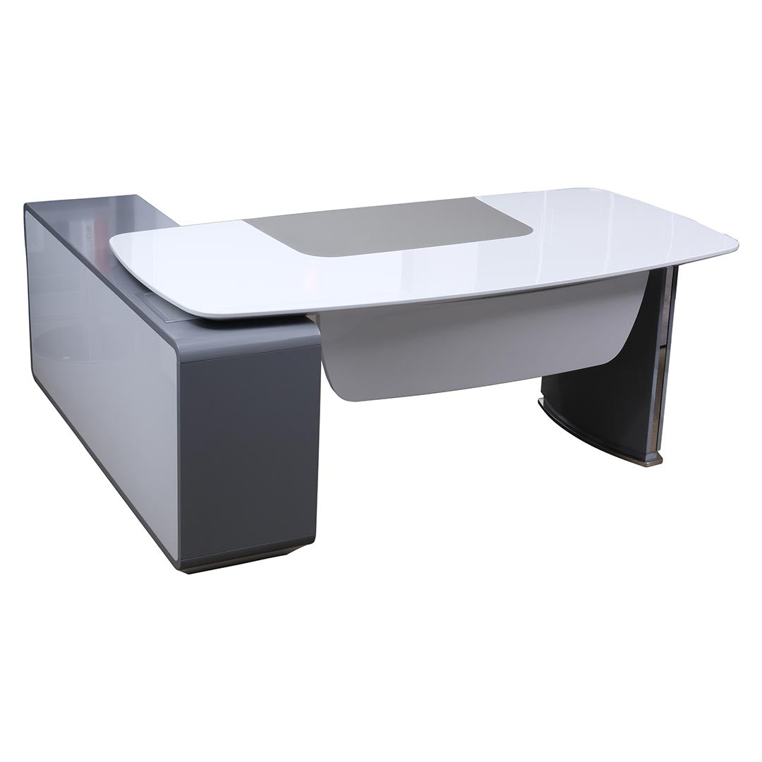 Modern Design Executive Glossy Office Table - White & Grey-GCC Home Center