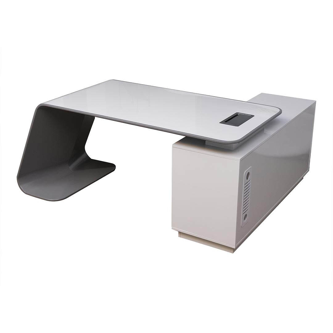 Modern Executive Office Table - Glossy White-GCC Home Center