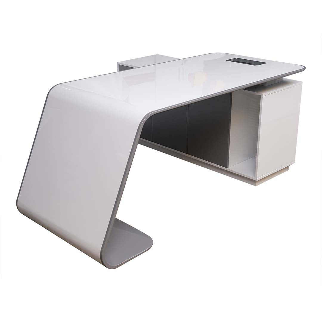 Modern Executive Office Table - Glossy White-GCC Home Center