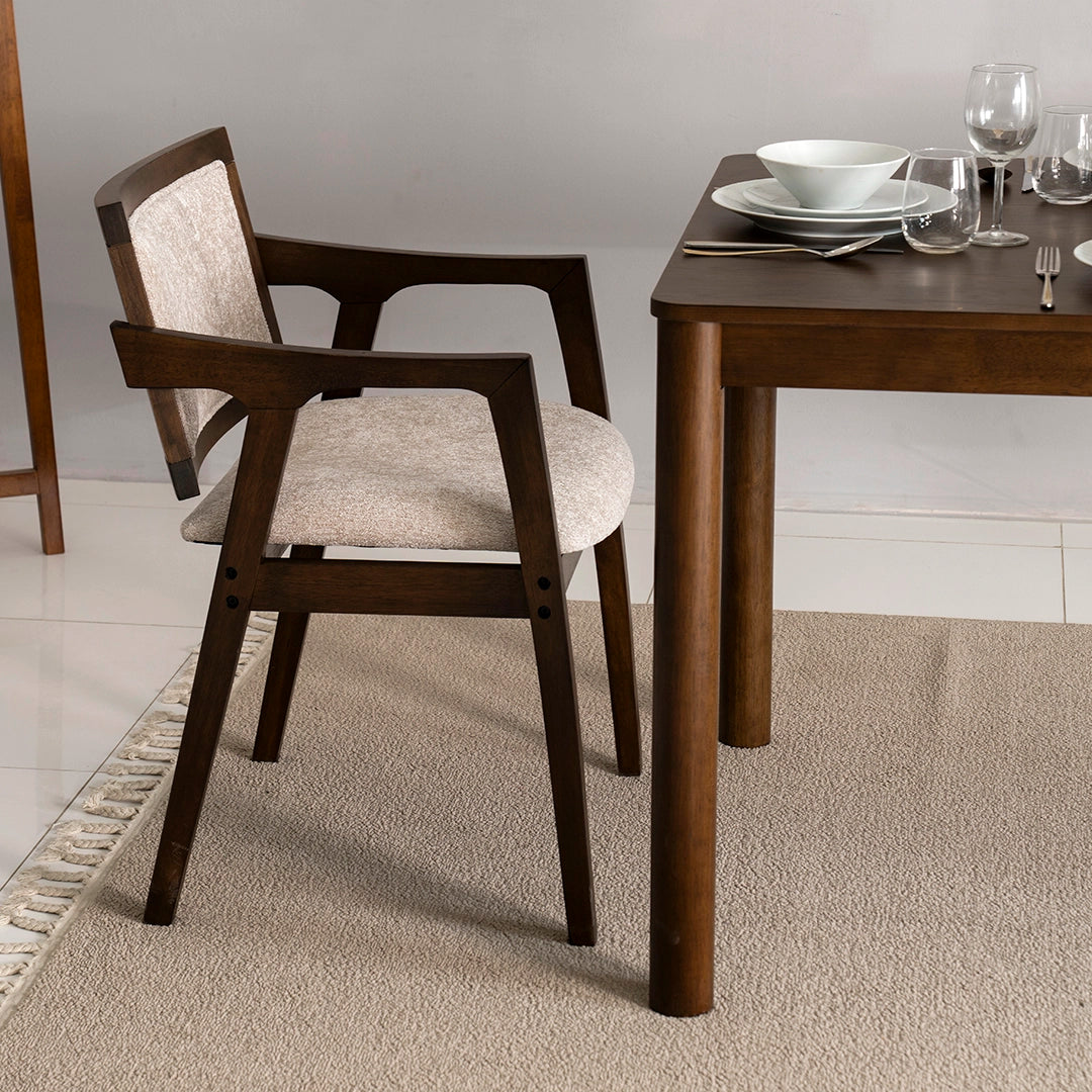 Solid Wood 6-Seater Dining Set – Brown