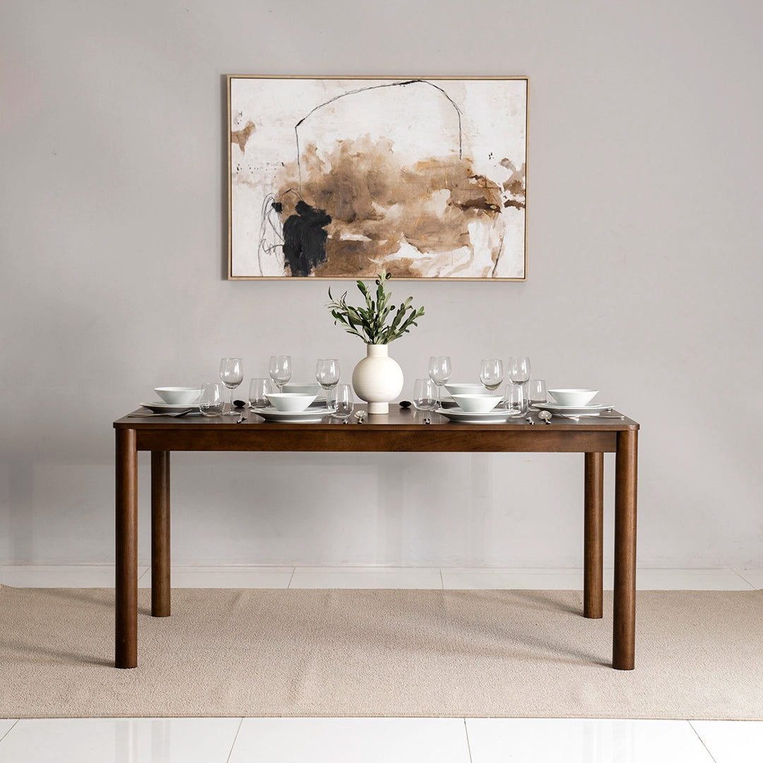 Solid Wood 6-Seater Dining Set – Brown