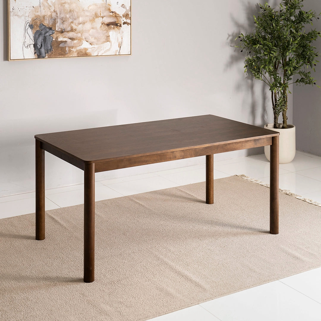 Solid Wood 6-Seater Dining Set – Brown
