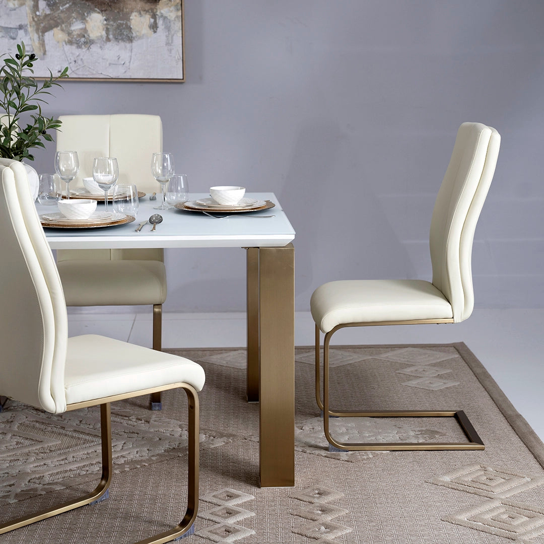 Luxury 6-Seater Dining Set – Off White & Gold