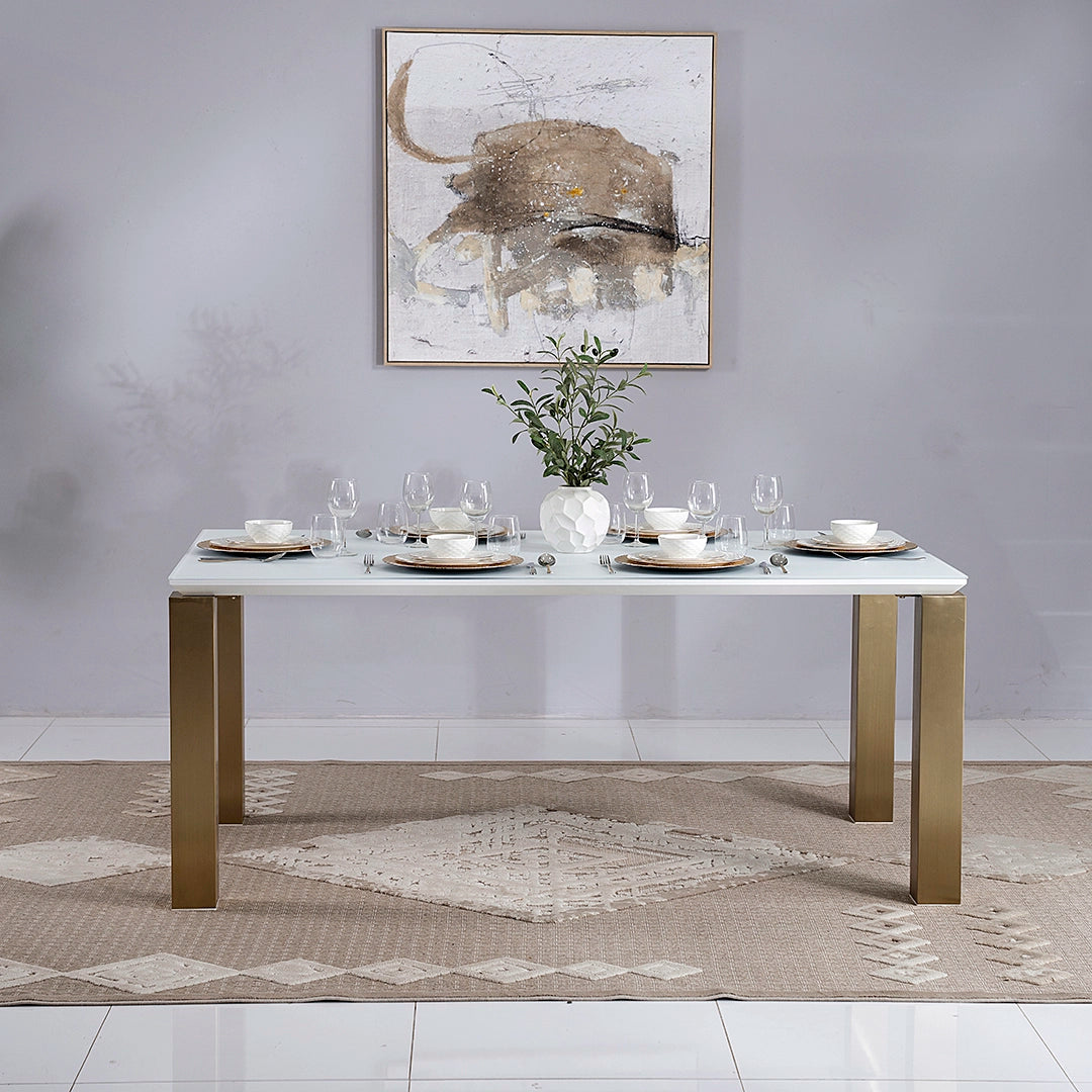 Luxury 6-Seater Dining Set – Off White & Gold