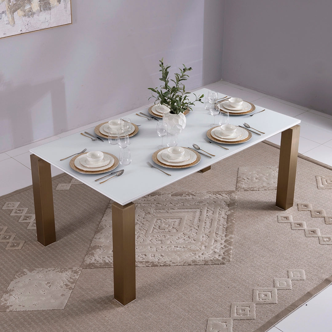 Luxury 6-Seater Dining Set – Off White & Gold