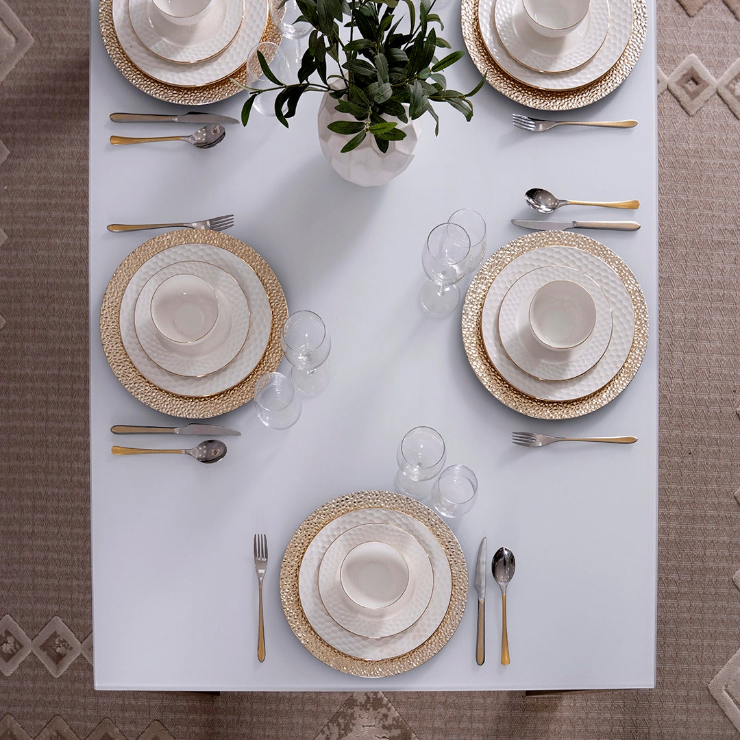 Luxury 6-Seater Dining Set – Off White & Gold