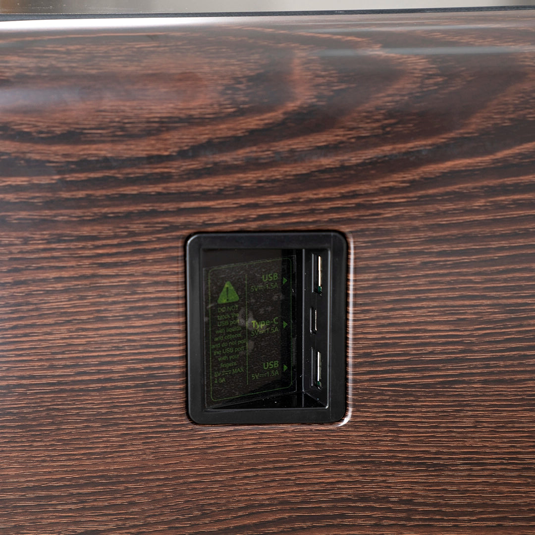 Smart Coffee Table with Built-in Fridge, Wireless Charging & Bluetooth Speaker – Wooden/Brown Finish