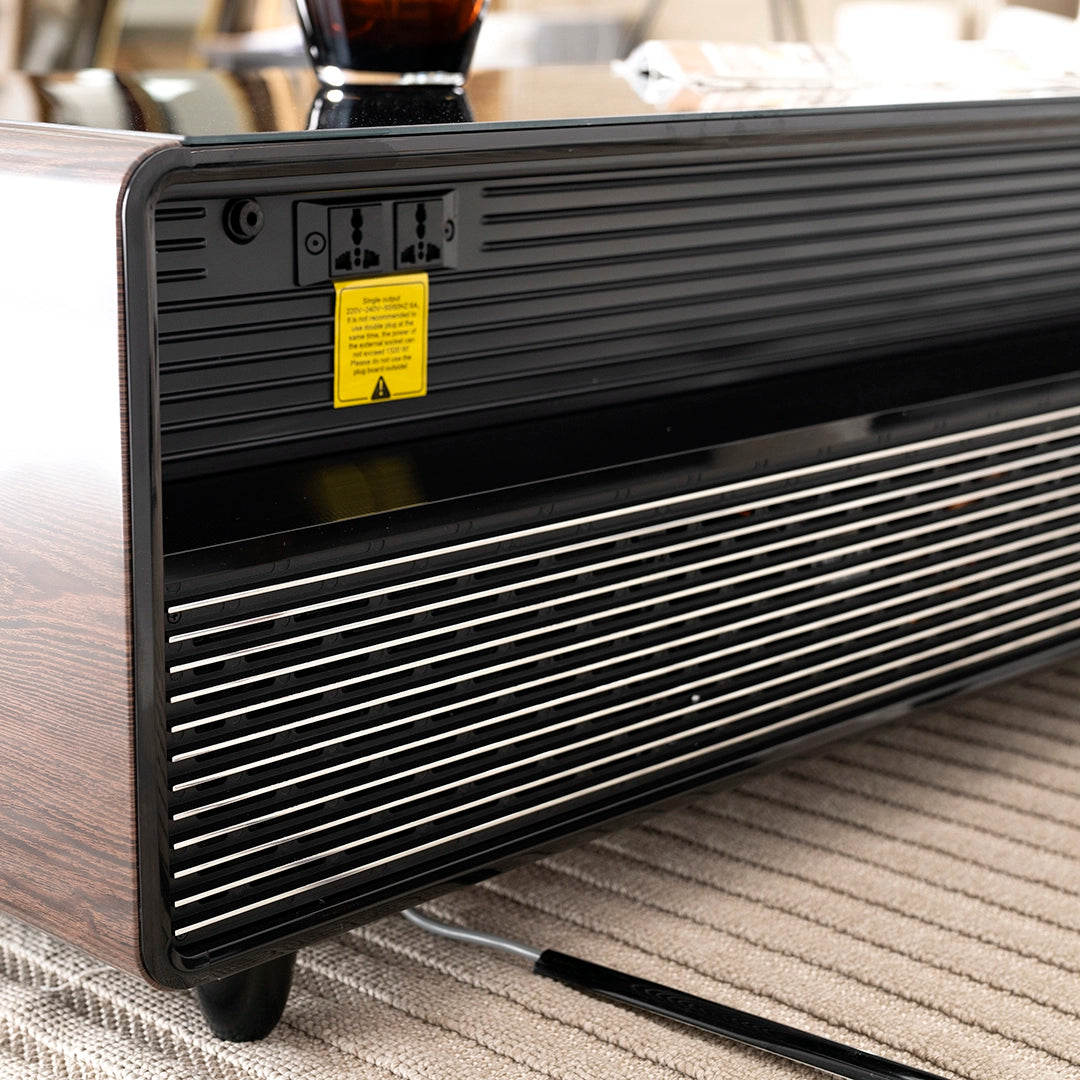 Smart Coffee Table with Built-in Fridge, Wireless Charging & Bluetooth Speaker – Wooden/Brown Finish