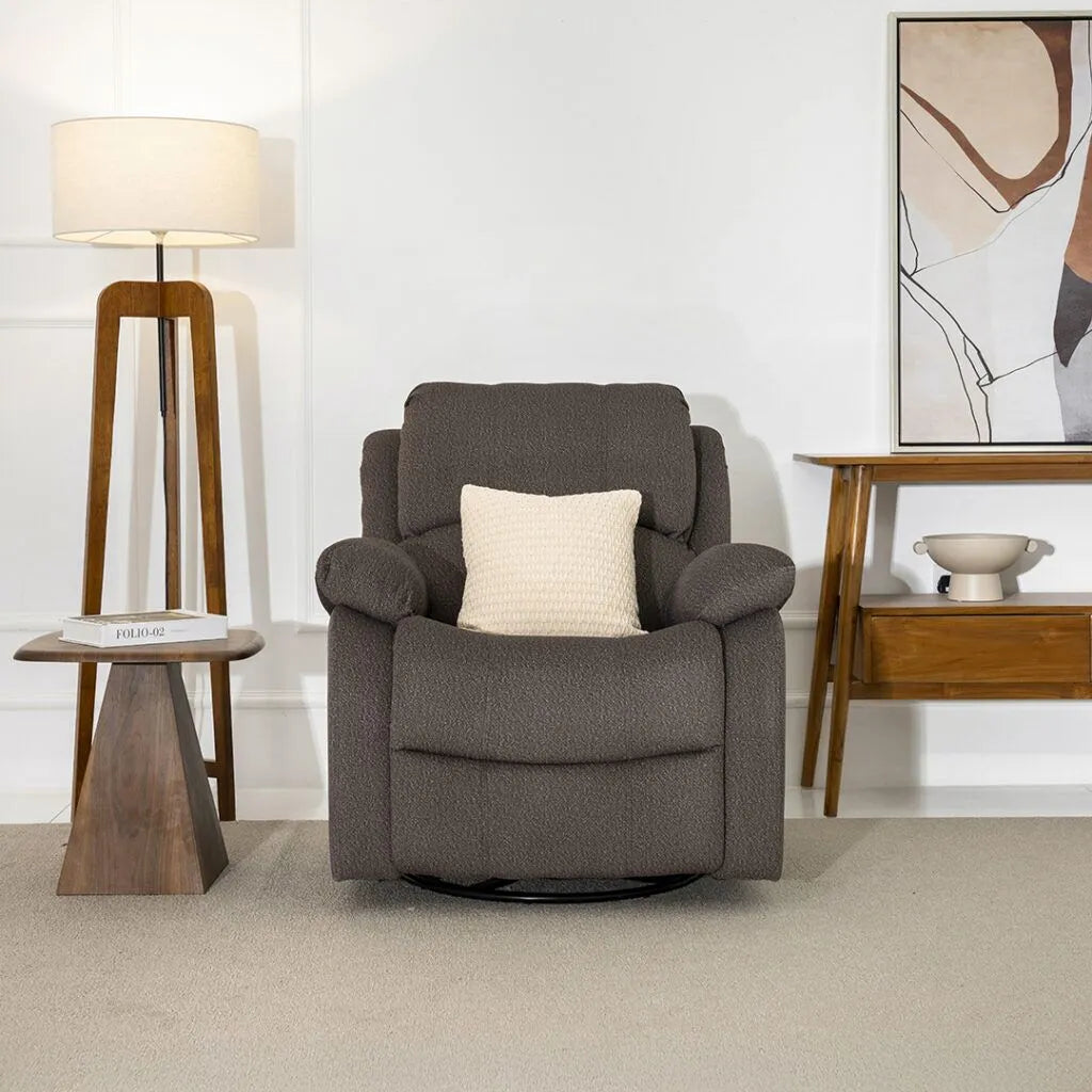Recliner Chair – Fabric 1-Seater with Adjustable Backrest, Footrest & Swivel Feature