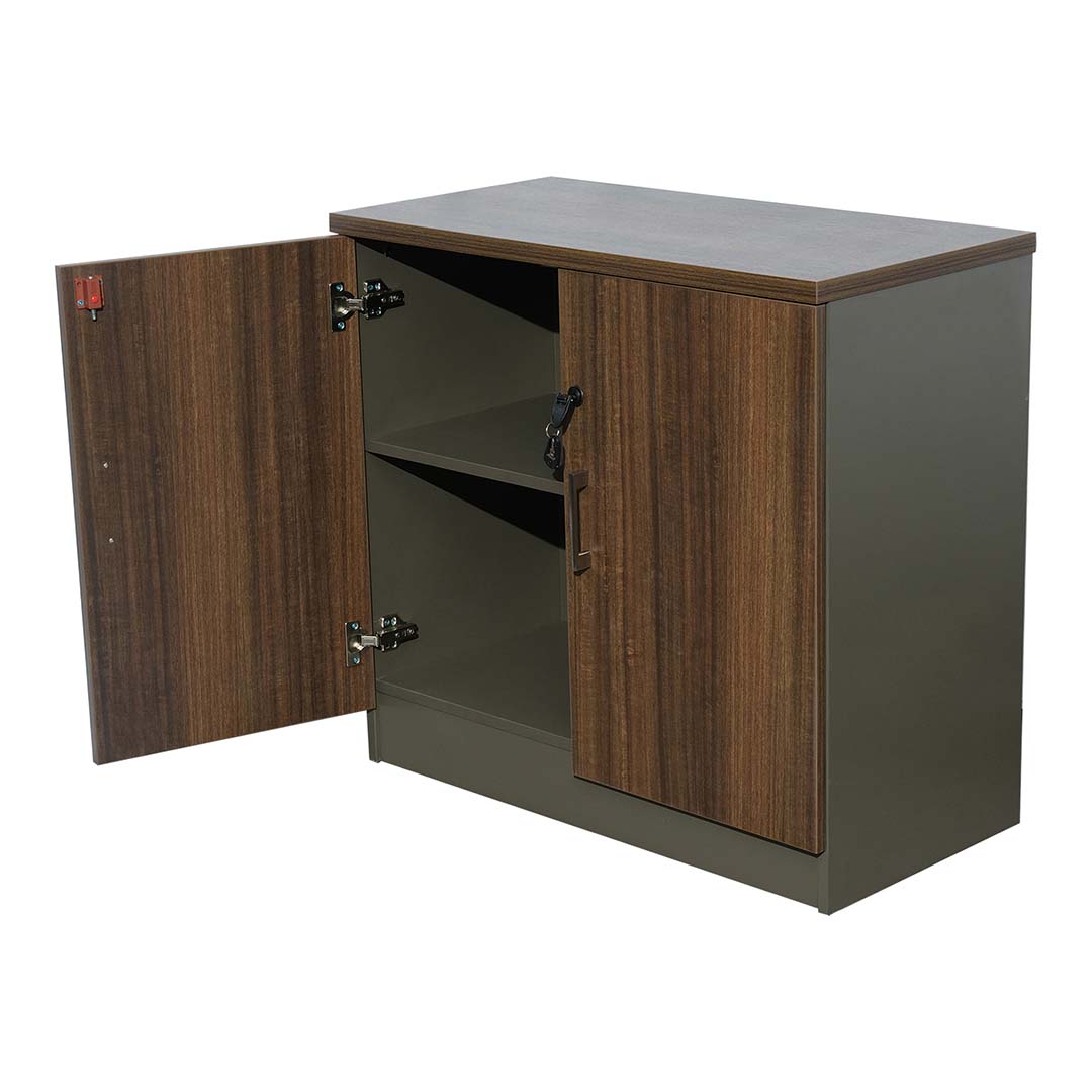 Two Door Office Cupboard With Two Shelves For Organized Storage - Brown-GCC Home Center