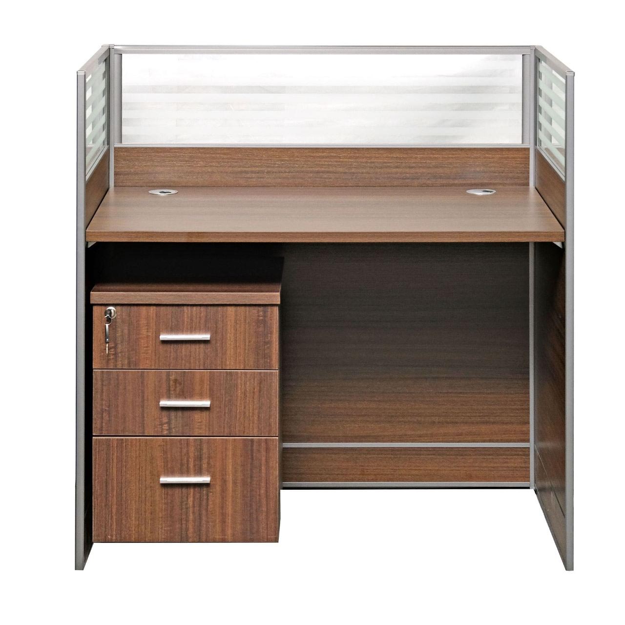 Elegant Cubicle Work Station With 3-Door Movable Drawer - Brown-GCC Home Center