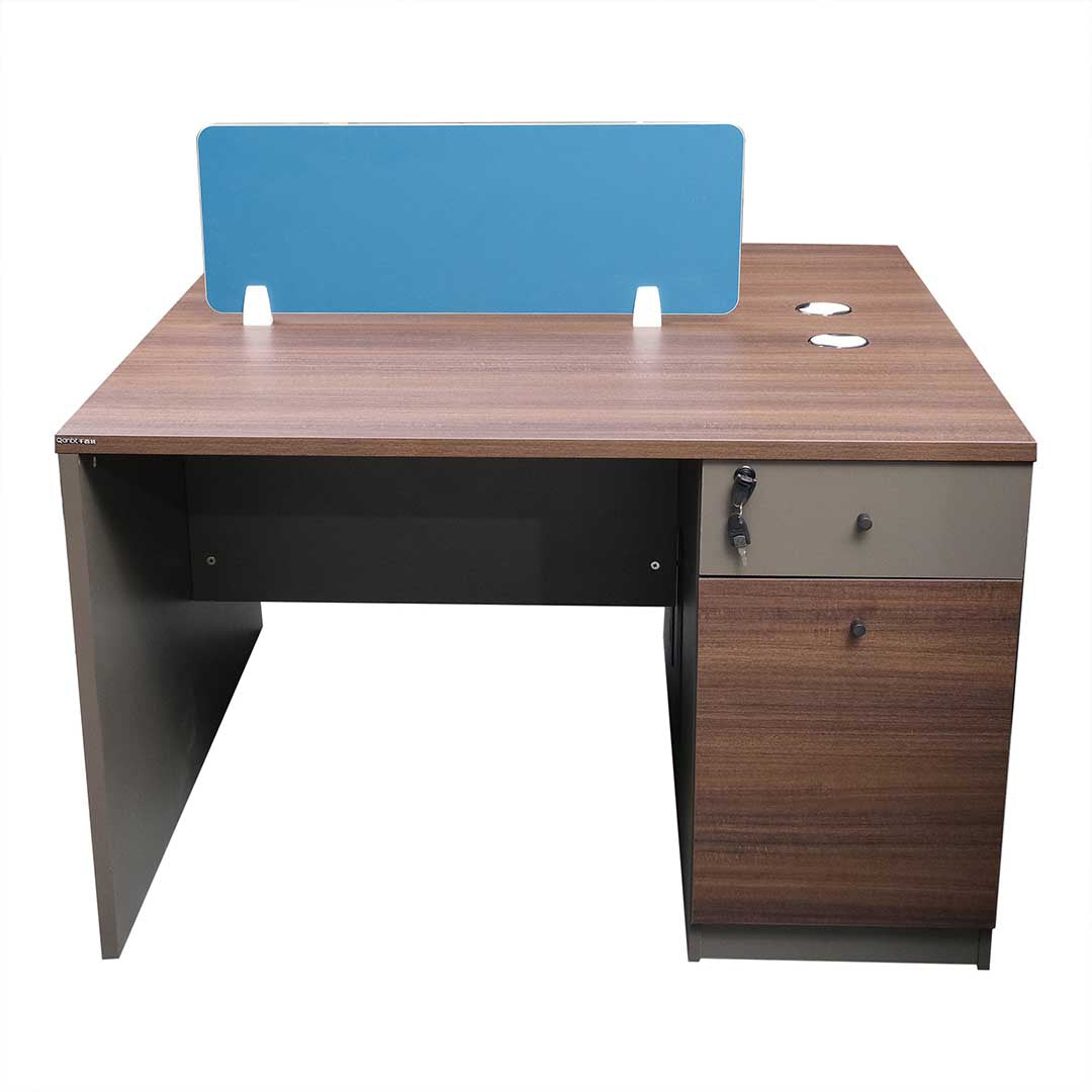 Workstation For Two People (x2) with Side Drawers - Brown-GCC Home Center