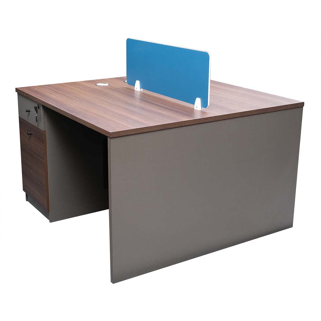 Workstation For Two People (x2) with Side Drawers - Brown-GCC Home Center