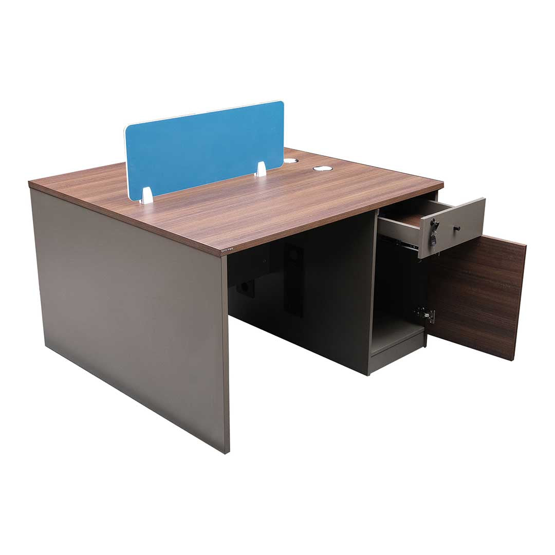 Workstation For Two People (x2) with Side Drawers - Brown-GCC Home Center