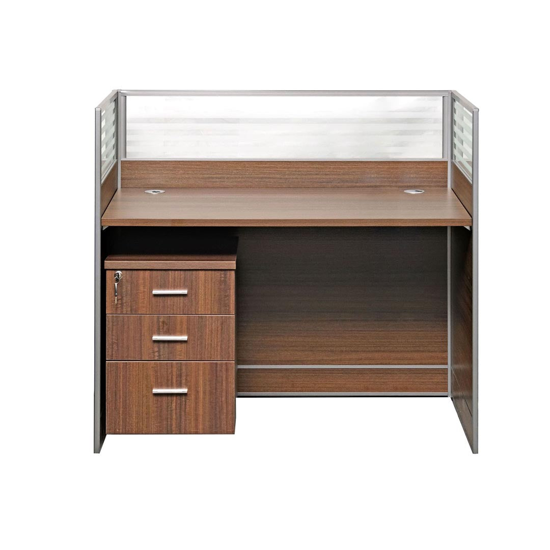 Elegant Cubicle Work Station With 3-Door Movable Drawer - Brown-GCC Home Center
