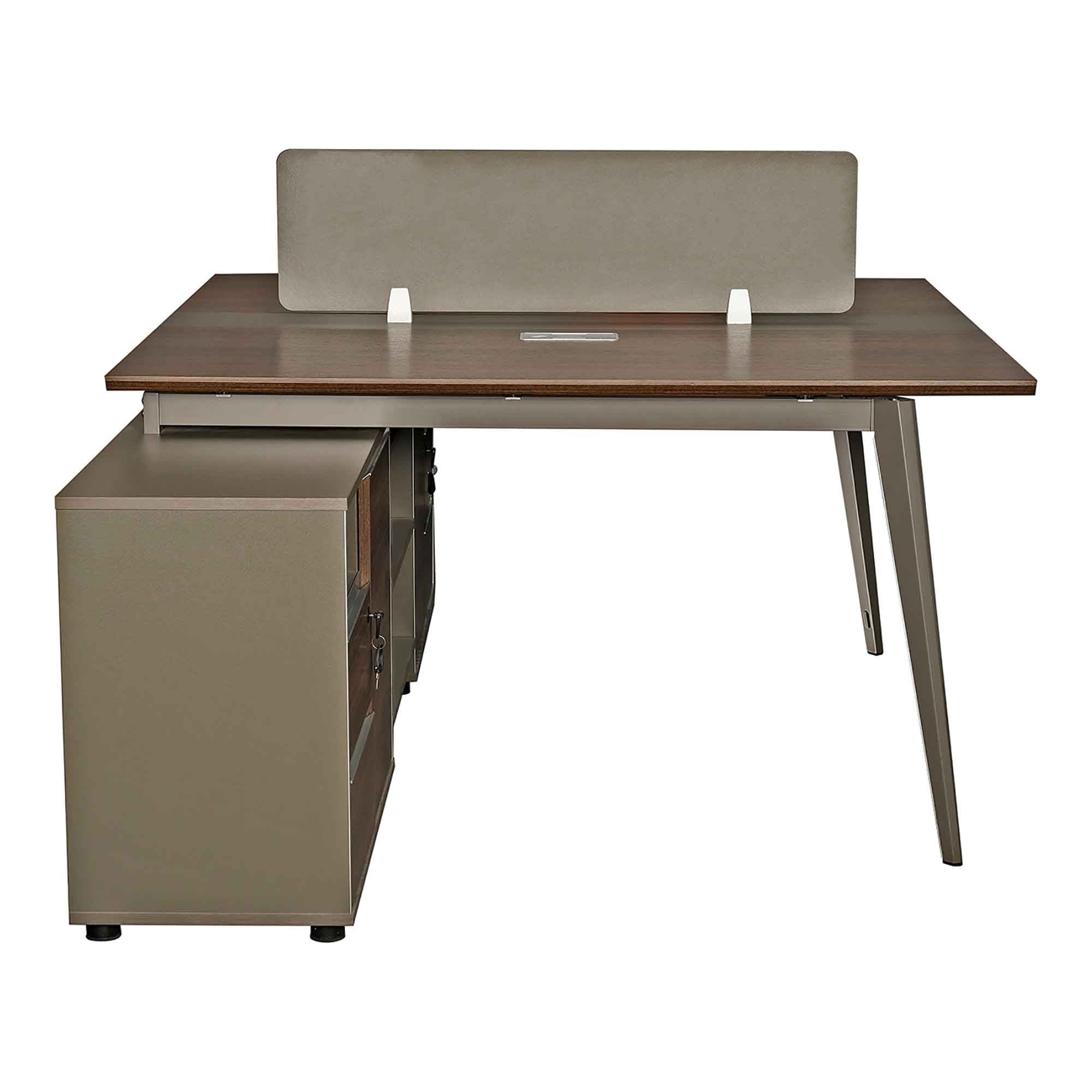 Workstation For Two People (x2) with Side Drawers - Brown-GCC Home Center