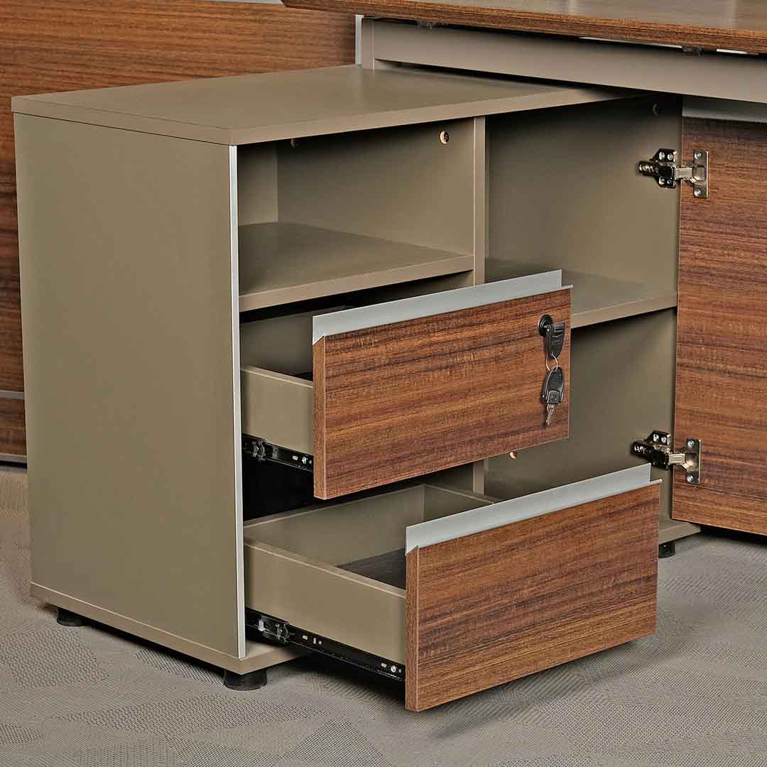 Workstation For Two People (x2) with Side Drawers - Brown-GCC Home Center