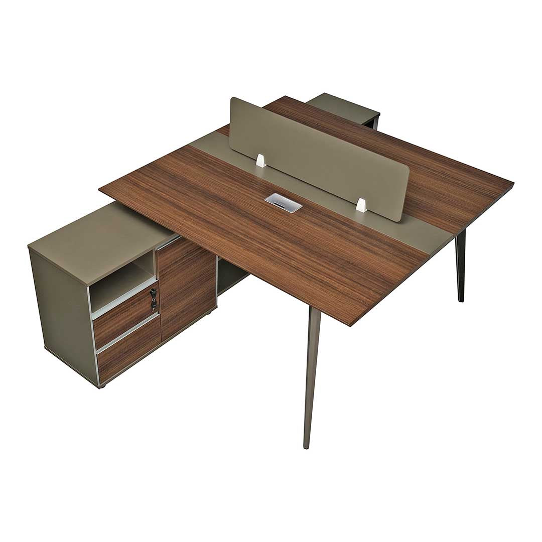 Workstation For Two People (x2) with Side Drawers - Brown-GCC Home Center