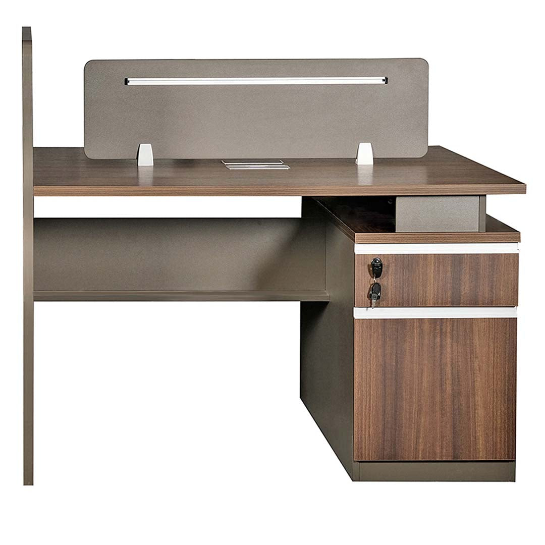 Workstation For Two People (x2) with Side Drawers - Brown-GCC Home Center