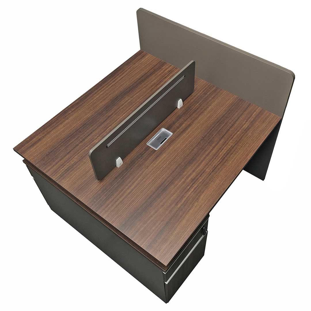 Workstation For Two People (x2) with Side Drawers - Brown-GCC Home Center