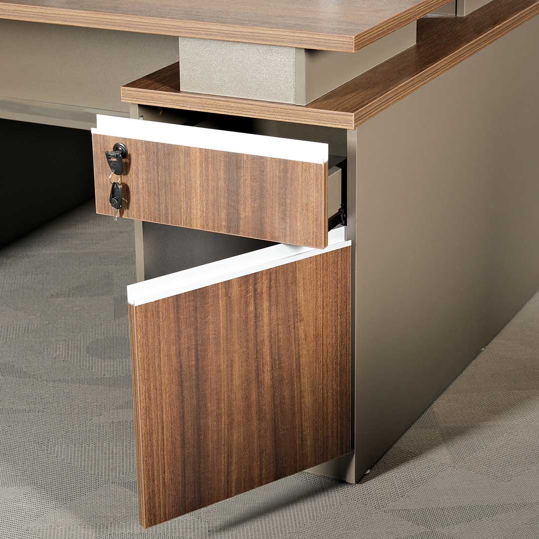 Workstation For Two People (x2) with Side Drawers - Brown-GCC Home Center