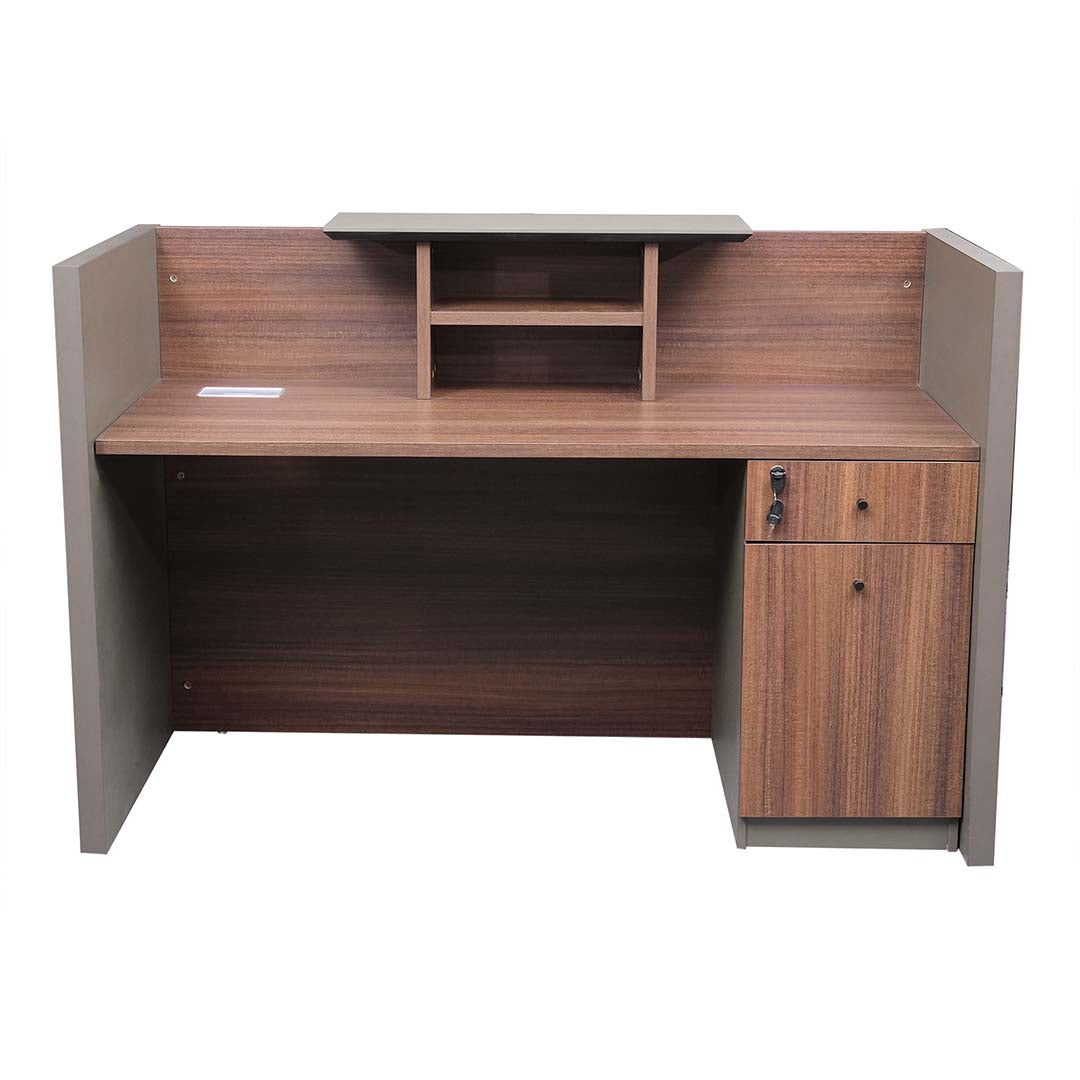 Luxury Reception Table With Storage Cabinets, Office Desk - Brown-GCC Home Center