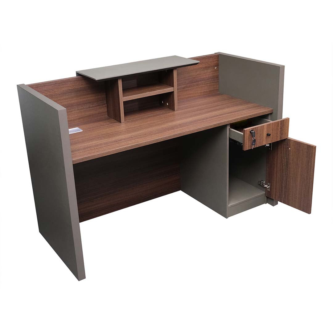 Luxury Reception Table With Storage Cabinets, Office Desk - Brown-GCC Home Center