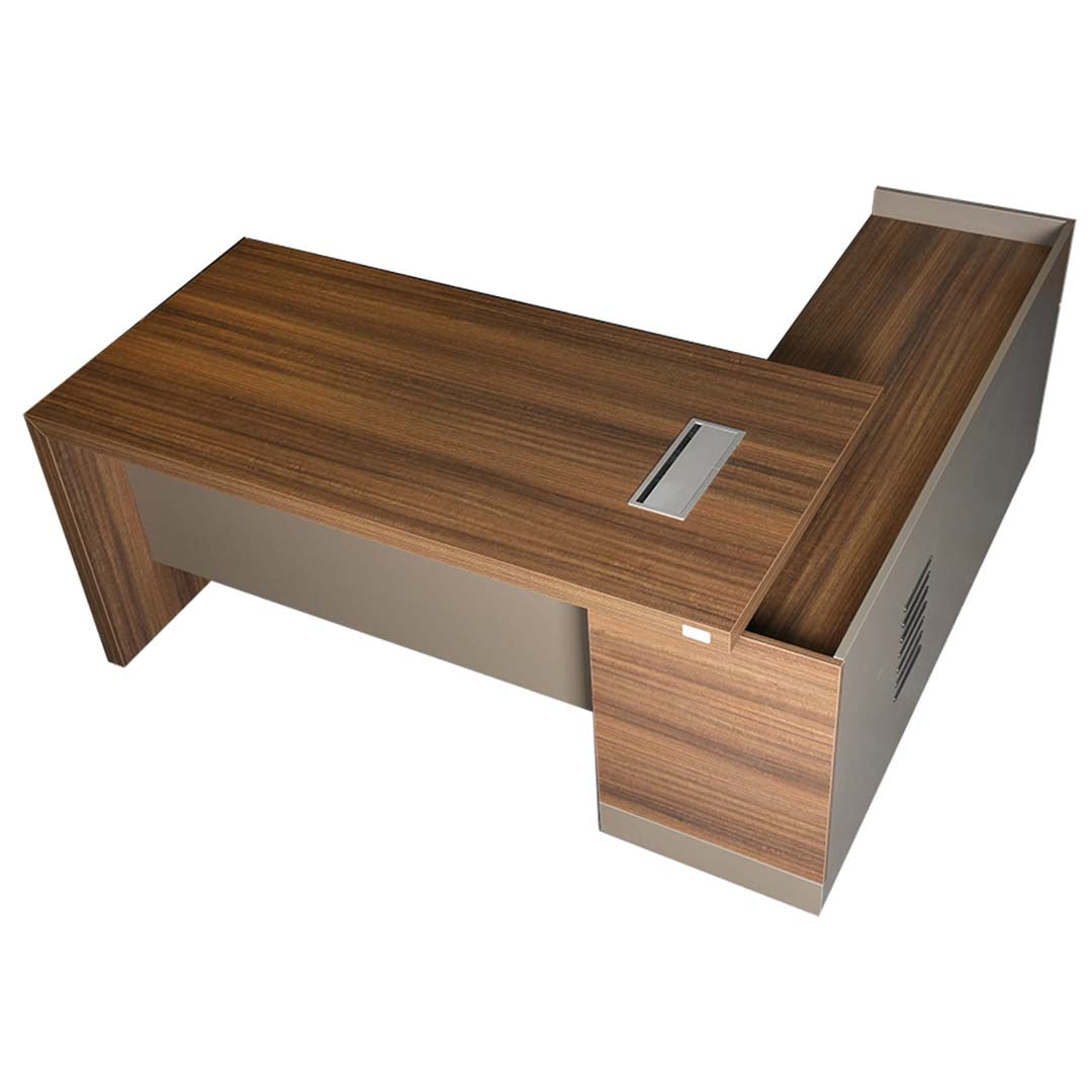Modern Executive Office Table With Smart Wire Management - Brown & Grey-GCC Home Center
